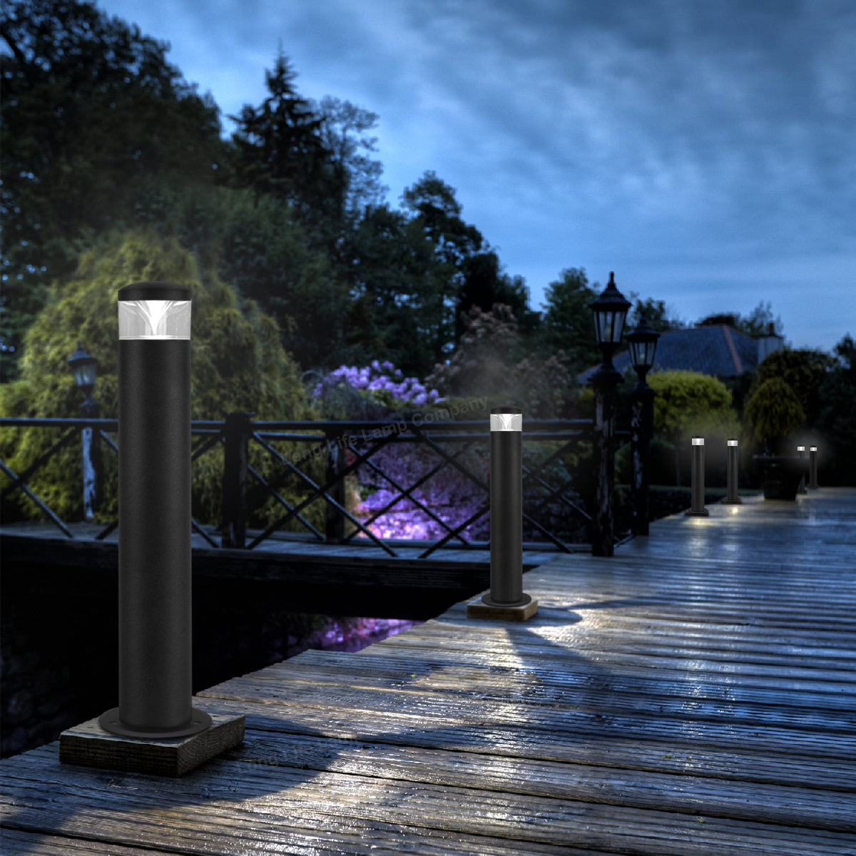 LED Black Bollard Outdoor Garden Light ZLC303K with 5w GU10 CW - Free delivery on all orders
