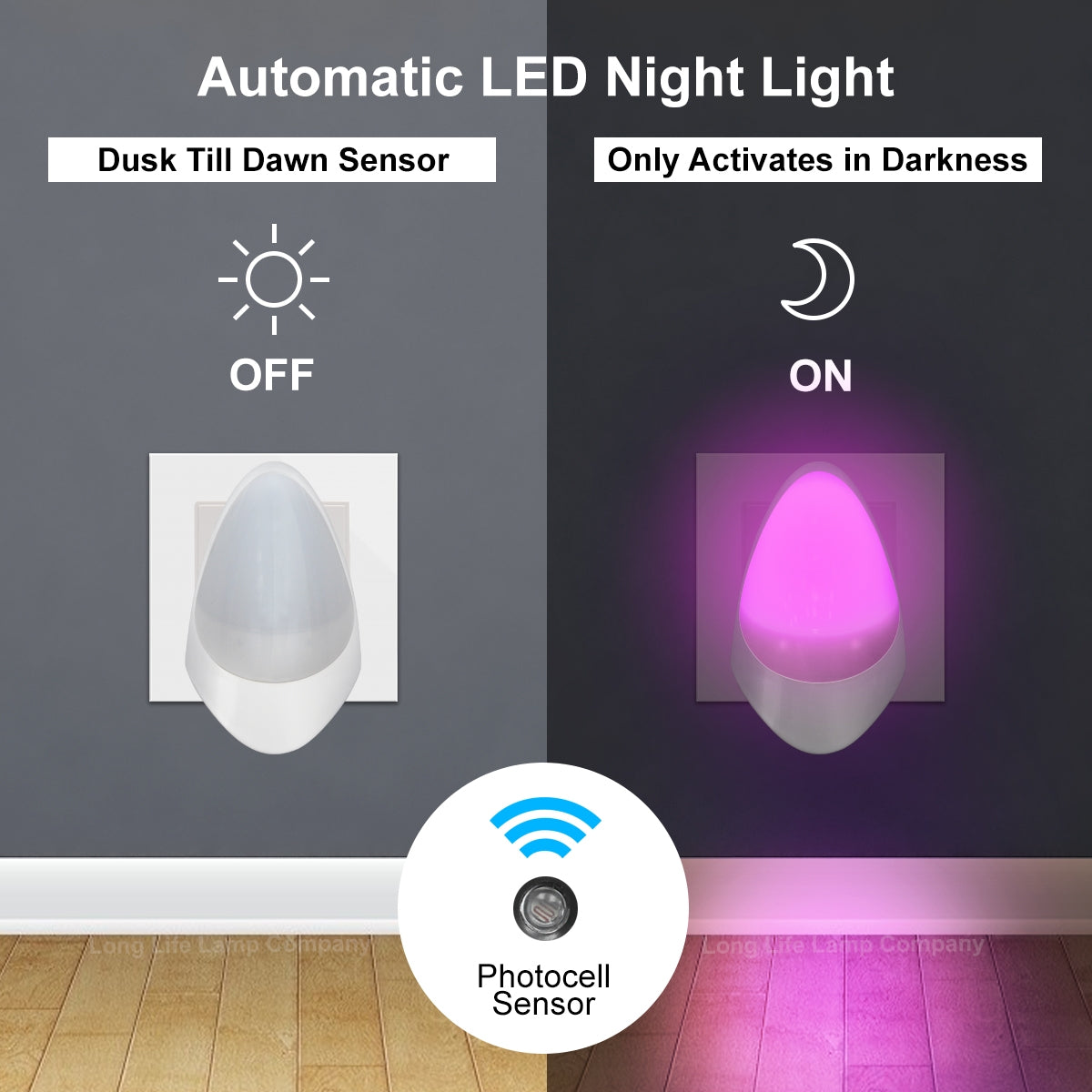 Automatic Pink LED Night Light Plug In Energy Saving Dusk 2 Dawn - Free delivery on all orders