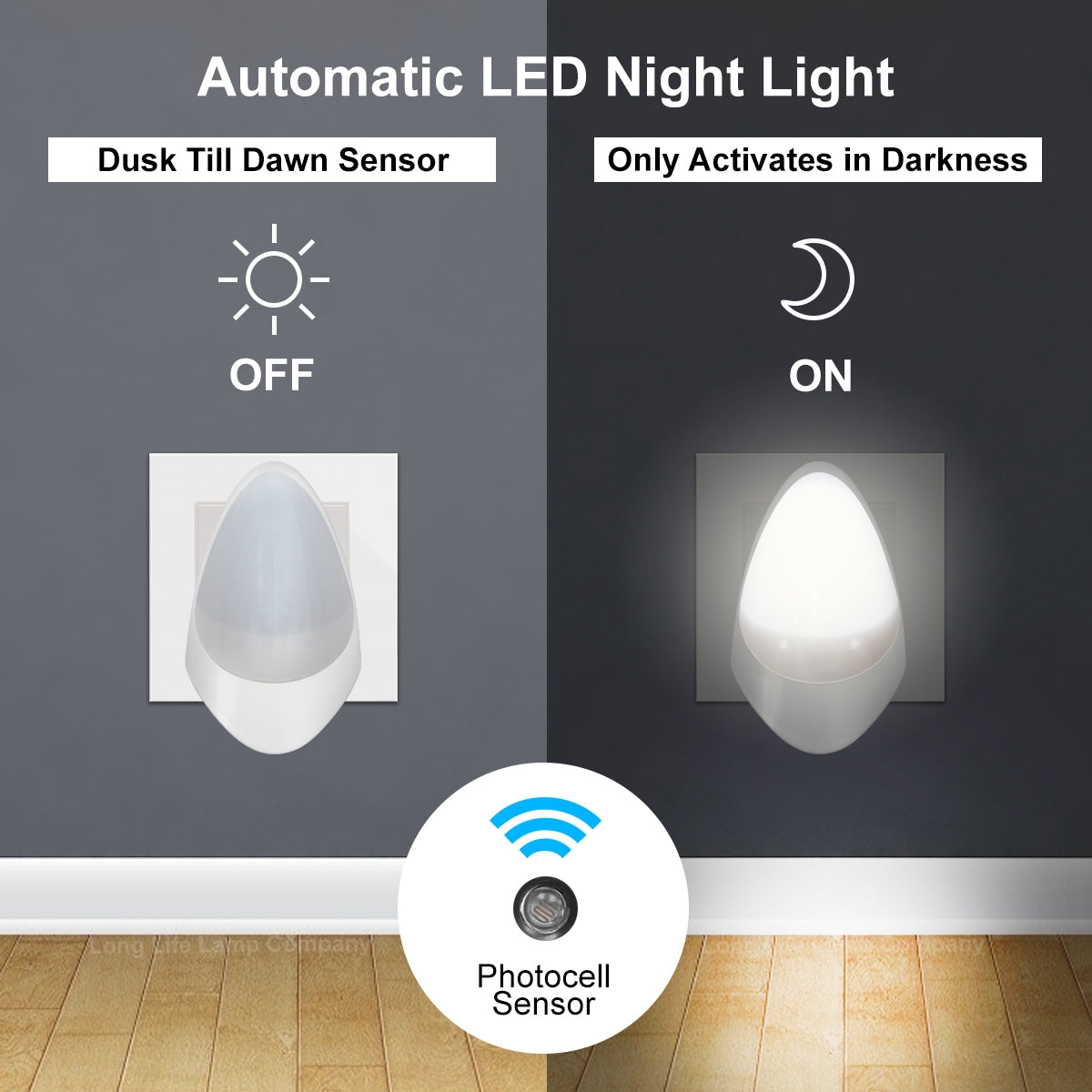 Automatic White LED Night Light Plug In Energy Saving Dusk 2 Dawn - Free delivery on all orders