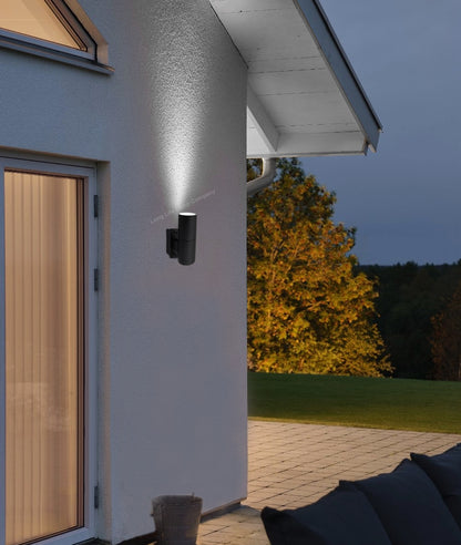 Single Outdoor Wall Light Black Stainless Steel IP65