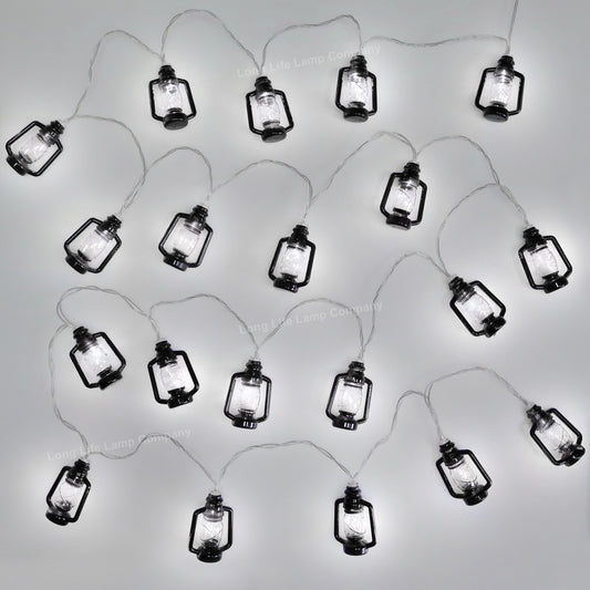 Outdoor or Indoor Mini Lantern 20 LED String Lights IP44 Mains Powered 6000K LANSL02
