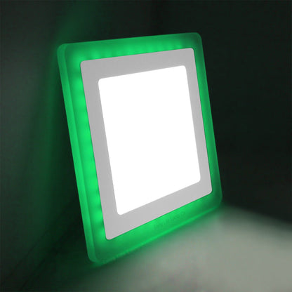 12w + 4w LED Square Recessed Ceiling Panel Light with Dual Colour Cool White / Green - Energy Light Bulbs - Free delivery on all orders