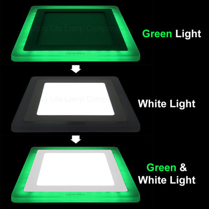 12w + 4w LED Square Recessed Ceiling Panel Light with Dual Colour Cool White / Green - Energy Light Bulbs - Free delivery on all orders