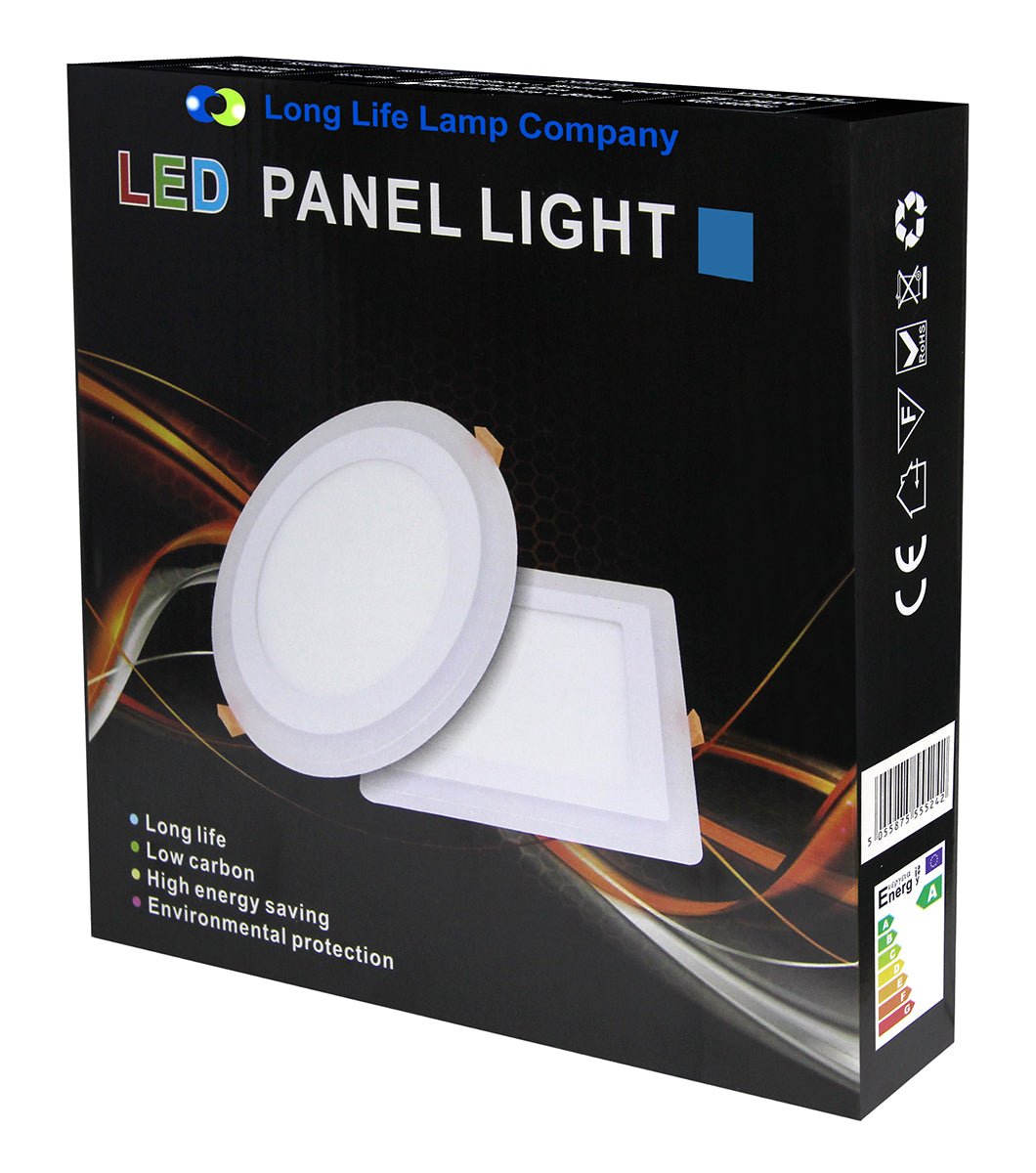 12w + 4w Square Recessed LED Ceiling Panel Light Dual Colour Cool White/Blue - Energy Light Bulbs - Free delivery on all orders
