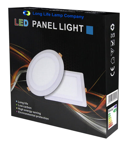 12w + 4w Square Recessed LED Ceiling Panel Light Dual Colour Cool White/Blue - Energy Light Bulbs - Free delivery on all orders