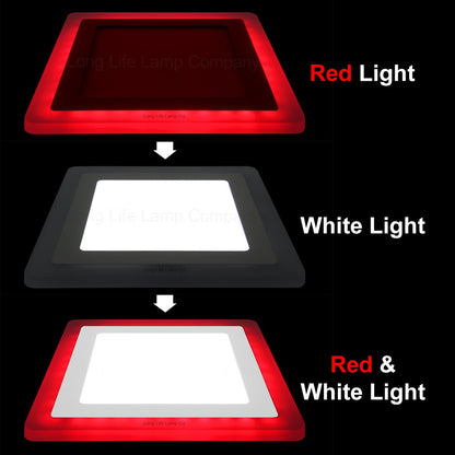 12w + 4w Square Recessed LED Ceiling Panel Light Dual Colour Cool White/Red - Energy Light Bulbs - Free delivery on all orders