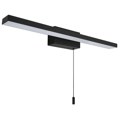 12W Black LED Bathroom Mirror Wall Light with Pull Cord Cool White 6500K IP44 ML25 - Free delivery on all orders