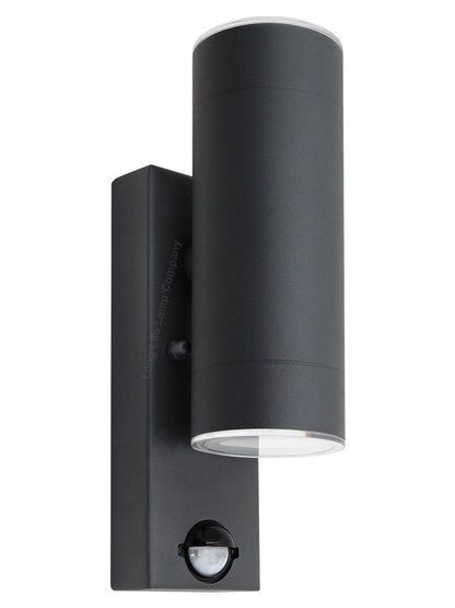 12W Black LED Double Outdoor Wall With PIR Movement Sensor Stainless Steel Cool White - Energy Light Bulbs - Free delivery on all orders