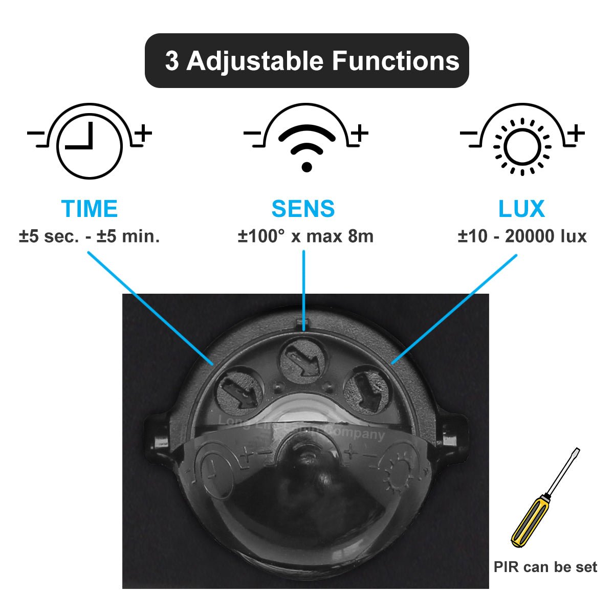 12W Black LED Double Outdoor Wall With PIR Movement Sensor Stainless Steel Cool White - Energy Light Bulbs - Free delivery on all orders