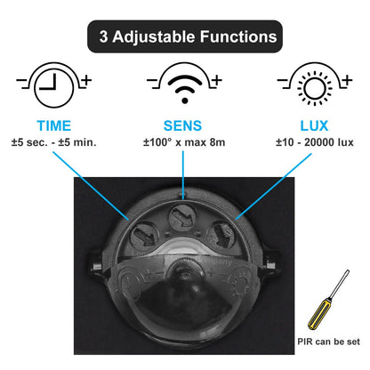 12W Black LED Double Outdoor Wall With PIR Movement Sensor Stainless Steel Cool White - Energy Light Bulbs - Free delivery on all orders