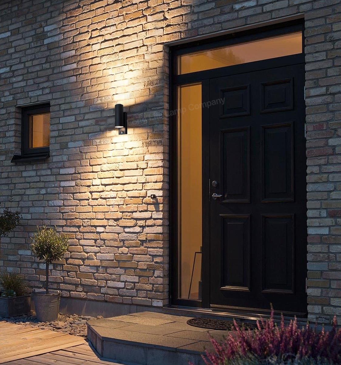 12W Black LED Double Outdoor Wall With PIR Movement Sensor Stainless Steel Warm White - Energy Light Bulbs - Free delivery on all orders