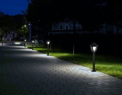 12W LED Bollard Outdoor Garden Light Stainless Steel Black Finish Cool White - Energy Light Bulbs - Free delivery on all orders