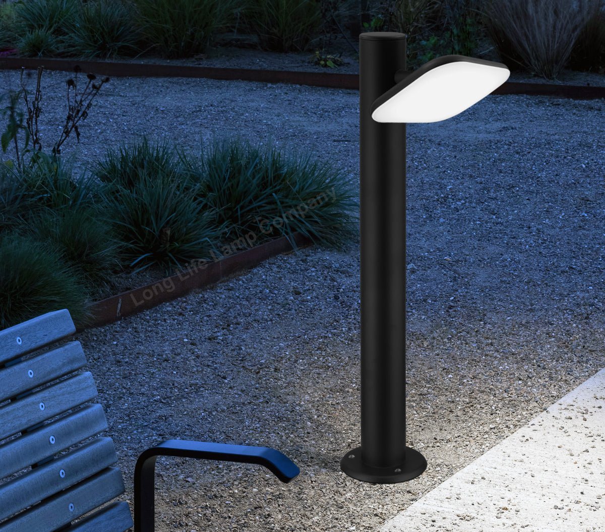 12W LED Bollard Outdoor Garden Light Stainless Steel Black Finish Cool White - Energy Light Bulbs - Free delivery on all orders
