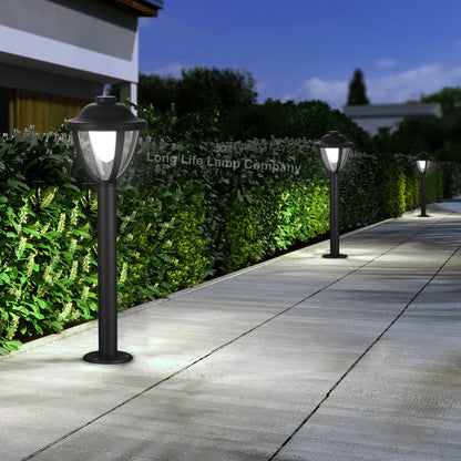 12W LED Bollard Outdoor Garden Light Stainless Steel Black Finish Cool White - Energy Light Bulbs - Free delivery on all orders