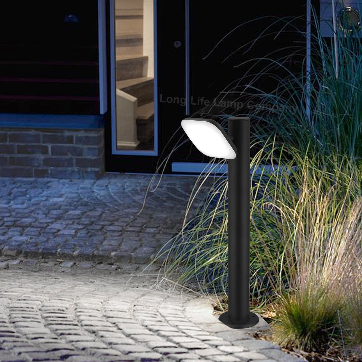 12W LED Bollard Outdoor Garden Light Stainless Steel Black Finish Cool White - Energy Light Bulbs - Free delivery on all orders