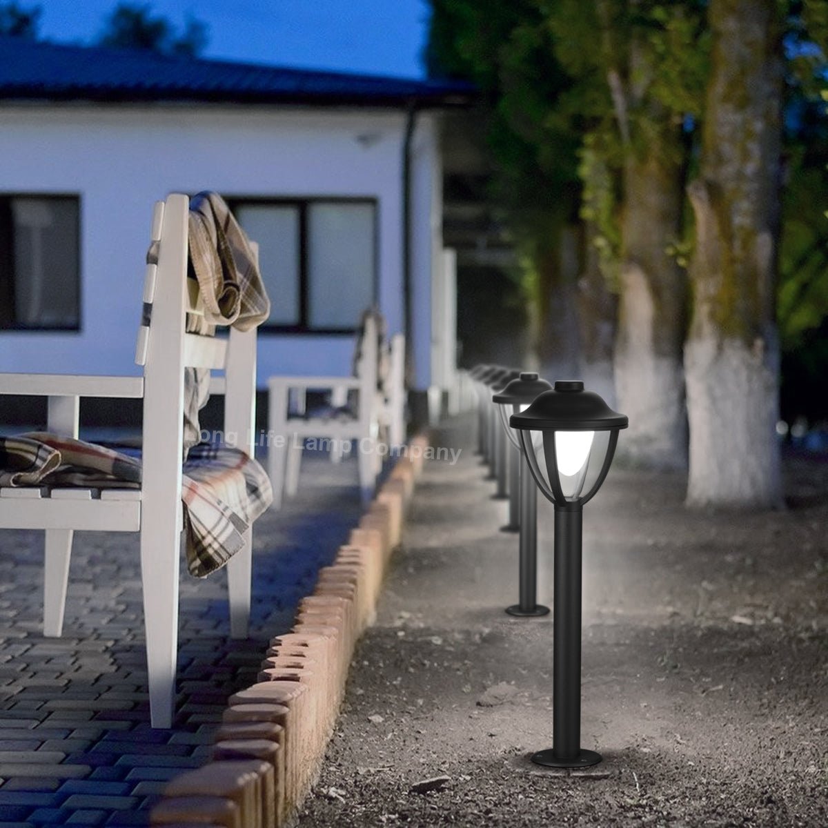 12W LED Bollard Outdoor Garden Light Stainless Steel Black Finish Cool White - Energy Light Bulbs - Free delivery on all orders