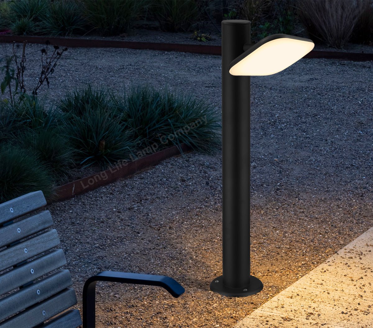 12W LED Bollard Outdoor Garden Light Stainless Steel Black Finish Warm White - Energy Light Bulbs - Free delivery on all orders