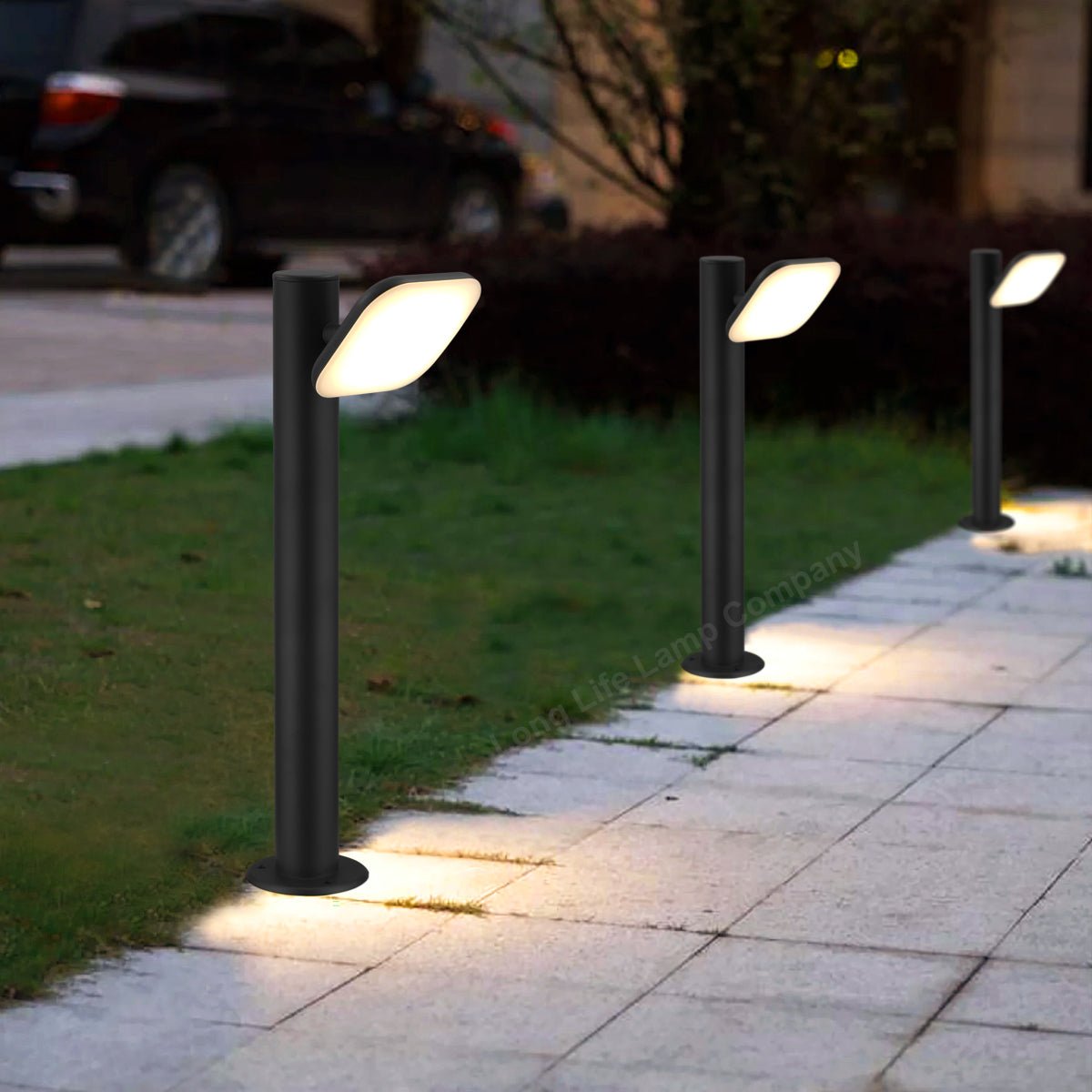 12W LED Bollard Outdoor Garden Light Stainless Steel Black Finish Warm White - Energy Light Bulbs - Free delivery on all orders