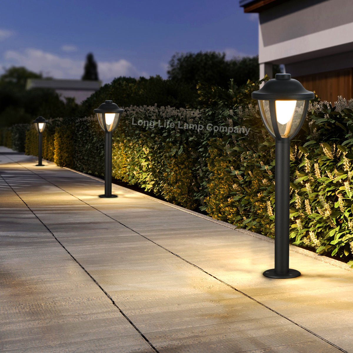12W LED Bollard Outdoor Garden Light Stainless Steel Black Finish Warm White - Energy Light Bulbs - Free delivery on all orders