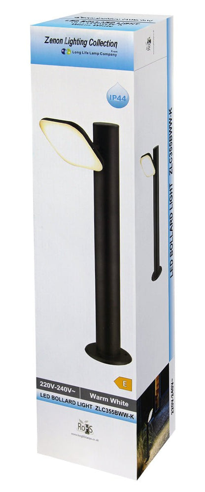 12W LED Bollard Outdoor Garden Light Stainless Steel Black Finish Warm White - Energy Light Bulbs - Free delivery on all orders