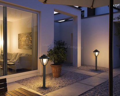 12W LED Bollard Outdoor Garden Light Stainless Steel Black Finish Warm White - Energy Light Bulbs - Free delivery on all orders