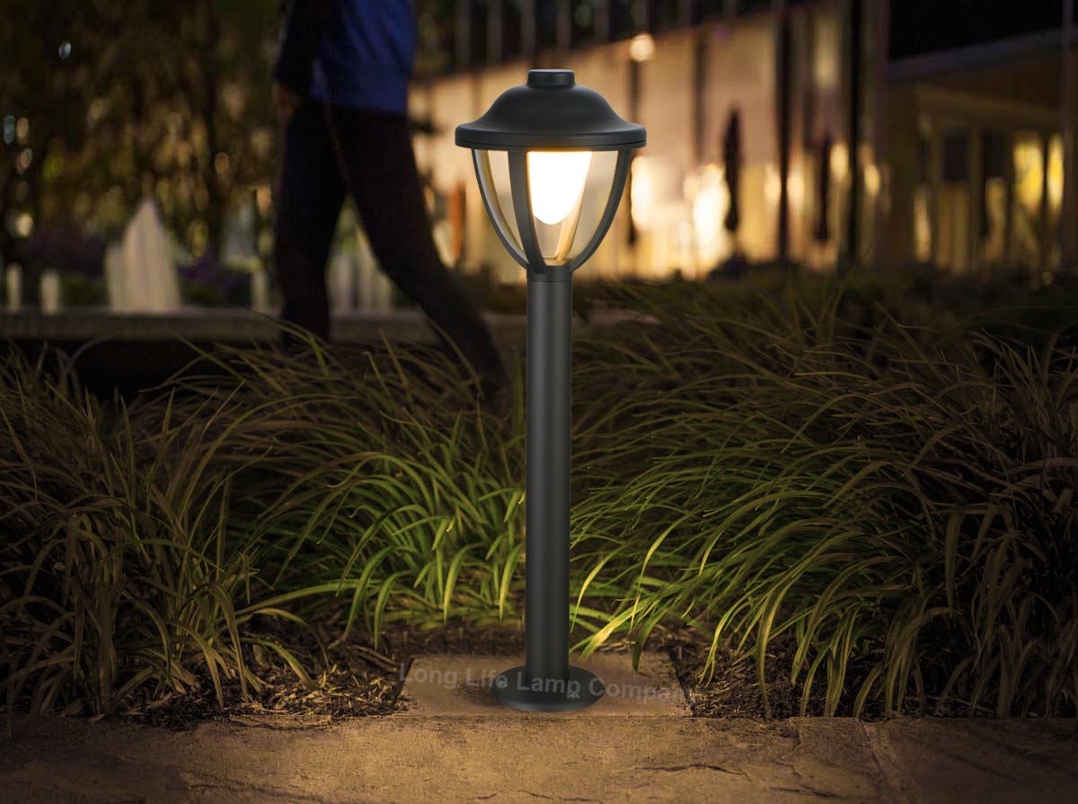 12W LED Bollard Outdoor Garden Light Stainless Steel Black Finish Warm White - Energy Light Bulbs - Free delivery on all orders