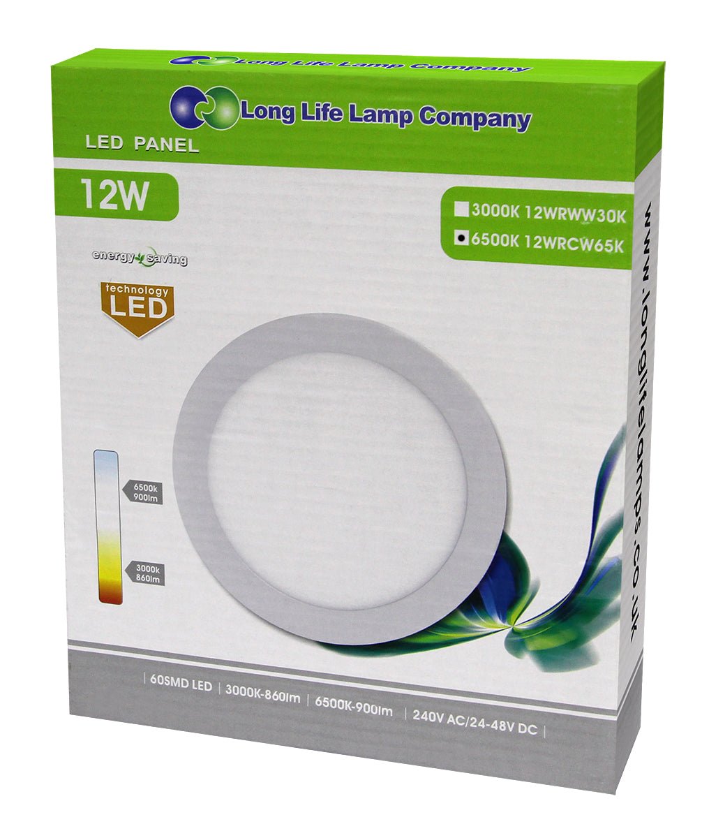 12w LED Round Recessed Ceiling Flat Panel Down Light Ultra slim Lamp Cool White 6500K - Energy Light Bulbs - Free delivery on all orders