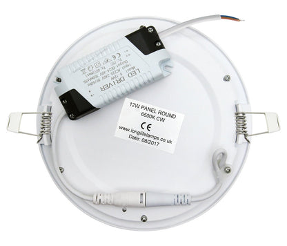 12w LED Round Recessed Ceiling Flat Panel Down Light Ultra slim Lamp Cool White 6500K - Energy Light Bulbs - Free delivery on all orders