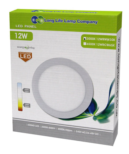 12w LED Round Recessed Ceiling Panel Light Ultra Slim Warm White - Energy Light Bulbs - Free delivery on all orders