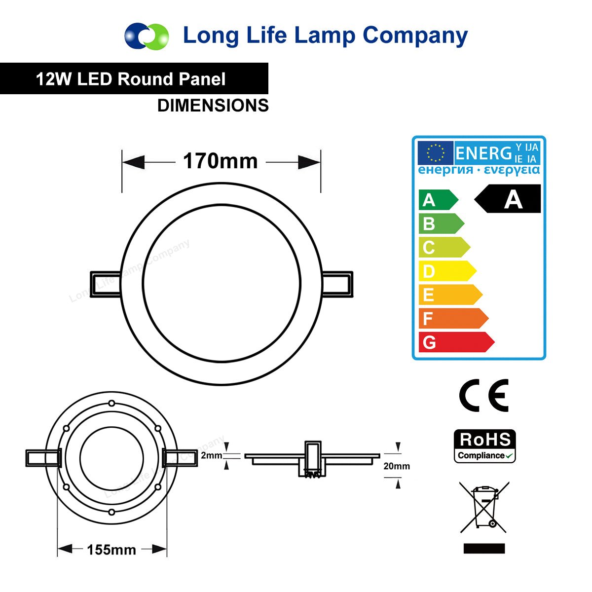 12w LED Round Recessed Ceiling Panel Light Ultra Slim Warm White - Energy Light Bulbs - Free delivery on all orders