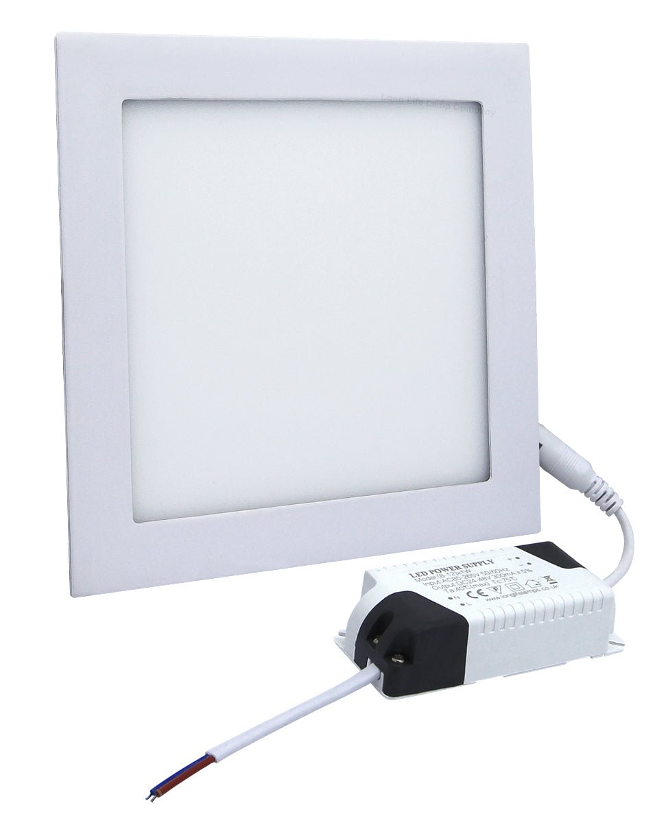 12w LED Square Recessed Ceiling Panel Cool White 6500K - Energy Light Bulbs - Free delivery on all orders