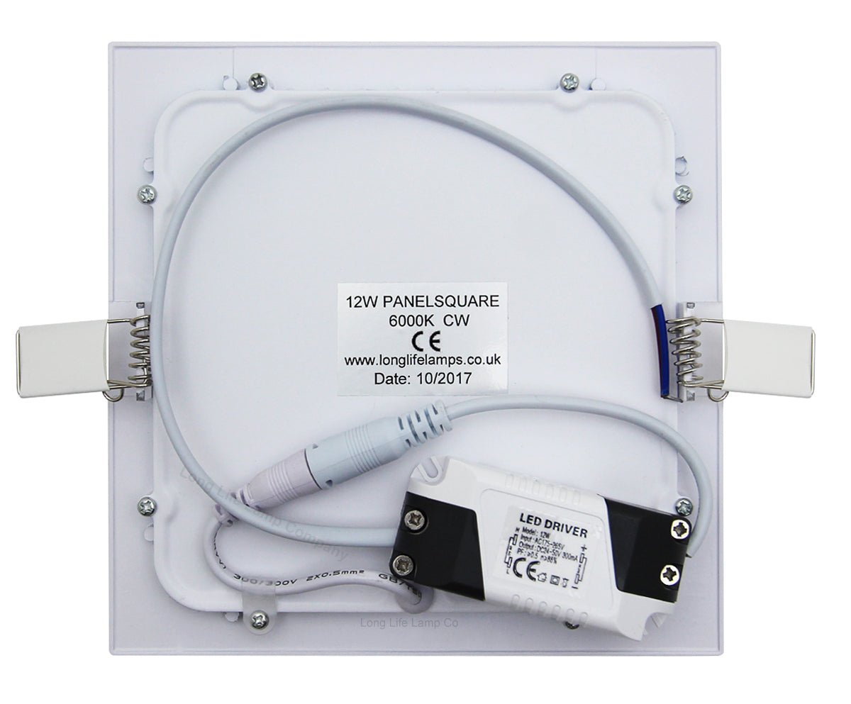 12w LED Square Recessed Ceiling Panel Cool White 6500K - Energy Light Bulbs - Free delivery on all orders