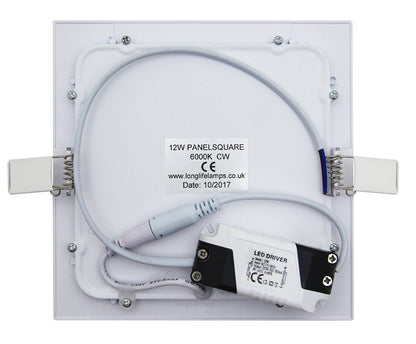 12w LED Square Recessed Ceiling Panel Cool White 6500K - Energy Light Bulbs - Free delivery on all orders