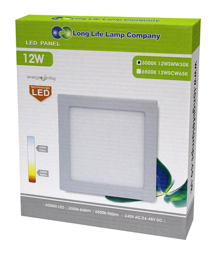 12w LED Square Recessed Ceiling Panel Warm White 3000K - Energy Light Bulbs - Free delivery on all orders