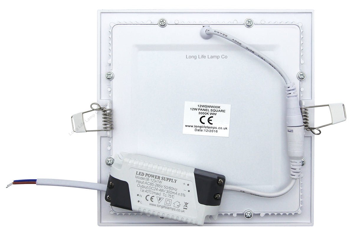 12w LED Square Recessed Ceiling Panel Warm White 3000K - Energy Light Bulbs - Free delivery on all orders