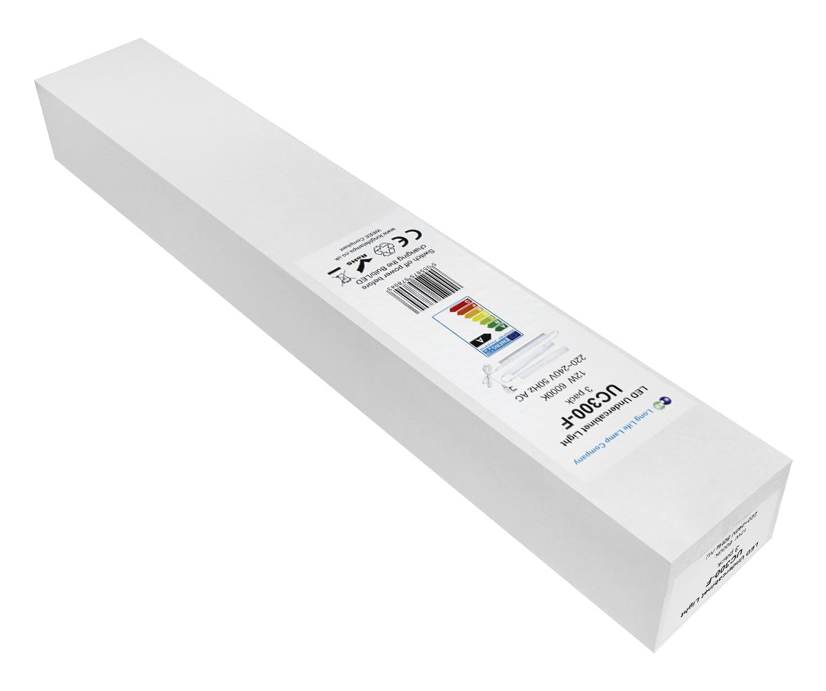 12w LED T5 Under Cabinet Link Light 6000k Cool White 220 - 240v AC Pack of 3 x 1 feet with Plug - Energy Light Bulbs - Free delivery on all orders
