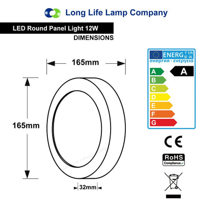 12w LED White Body Round Surface Mount Ceiling Panel Cool White - Energy Light Bulbs - Free delivery on all orders