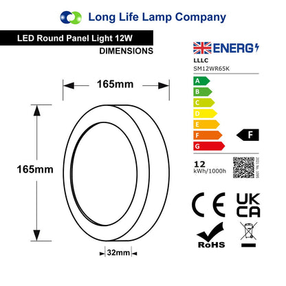 12w LED White Body Round Surface Mount Ceiling Panel Cool White - Free delivery on all orders