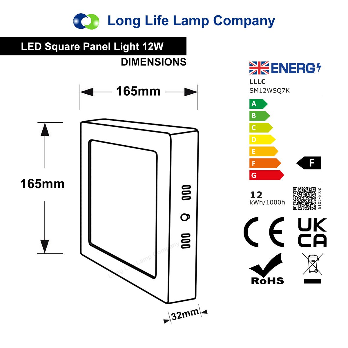 12w LED White Body Square Surface Mount Ceiling Panel Cool White - Free delivery on all orders
