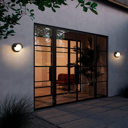 12W Outdoor Modern Round Black LED Wall Light Opal Diffuser 3000K - Energy Light Bulbs - Free delivery on all orders