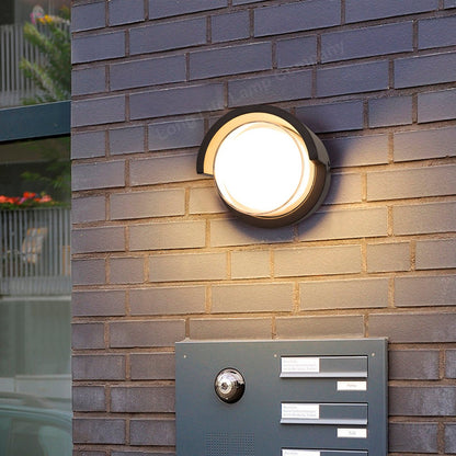 12W Outdoor Modern Round Black LED Wall Light Opal Diffuser 3000K - Energy Light Bulbs - Free delivery on all orders