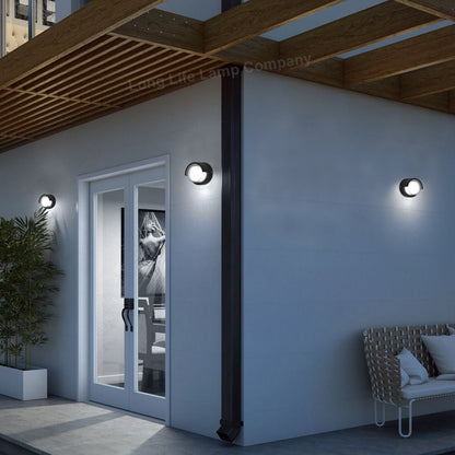 12W Outdoor Modern Round Black LED Wall Light Opal Diffuser 6500K - Energy Light Bulbs - Free delivery on all orders