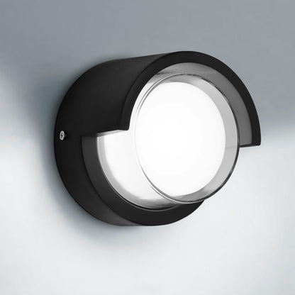 12W Outdoor Modern Round Black LED Wall Light Opal Diffuser 6500K - Energy Light Bulbs - Free delivery on all orders