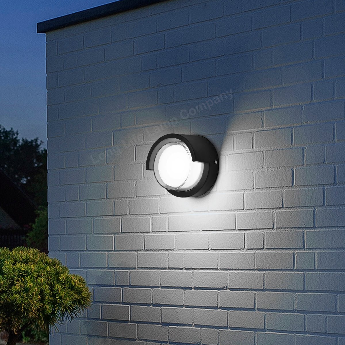 12W Outdoor Modern Round Black LED Wall Light Opal Diffuser 6500K - Energy Light Bulbs - Free delivery on all orders