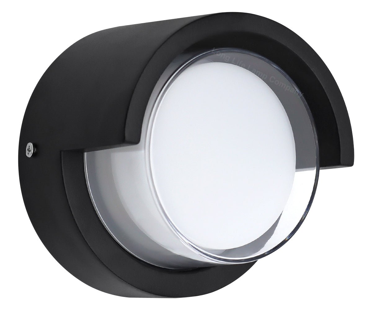 12W Outdoor Modern Round Black LED Wall Light Opal Diffuser 6500K - Energy Light Bulbs - Free delivery on all orders