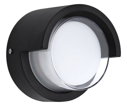 12W Outdoor Modern Round Black LED Wall Light Opal Diffuser 6500K - Energy Light Bulbs - Free delivery on all orders