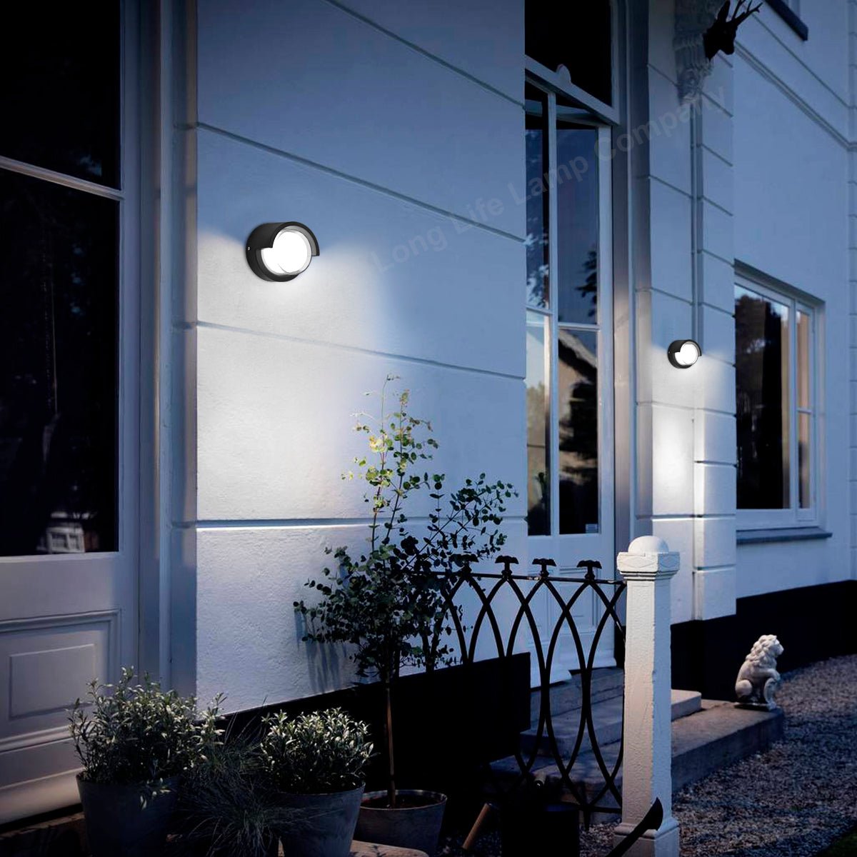 12W Outdoor Modern Round Black LED Wall Light Opal Diffuser 6500K - Energy Light Bulbs - Free delivery on all orders