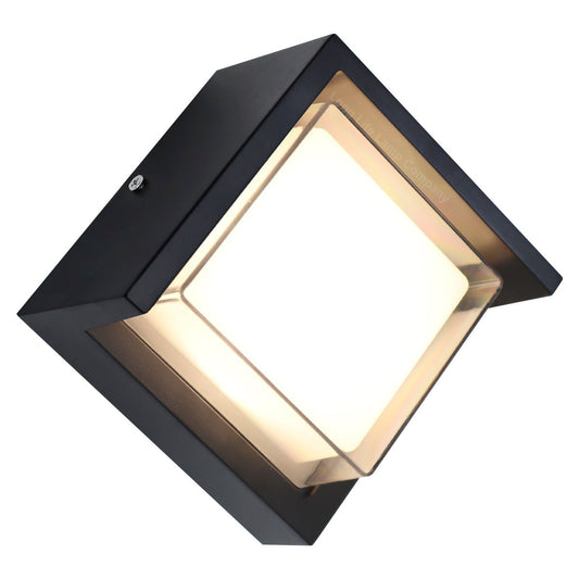 12W Outdoor Modern Square Black LED Wall Light Opal Diffuser 3000K - Energy Light Bulbs - Free delivery on all orders
