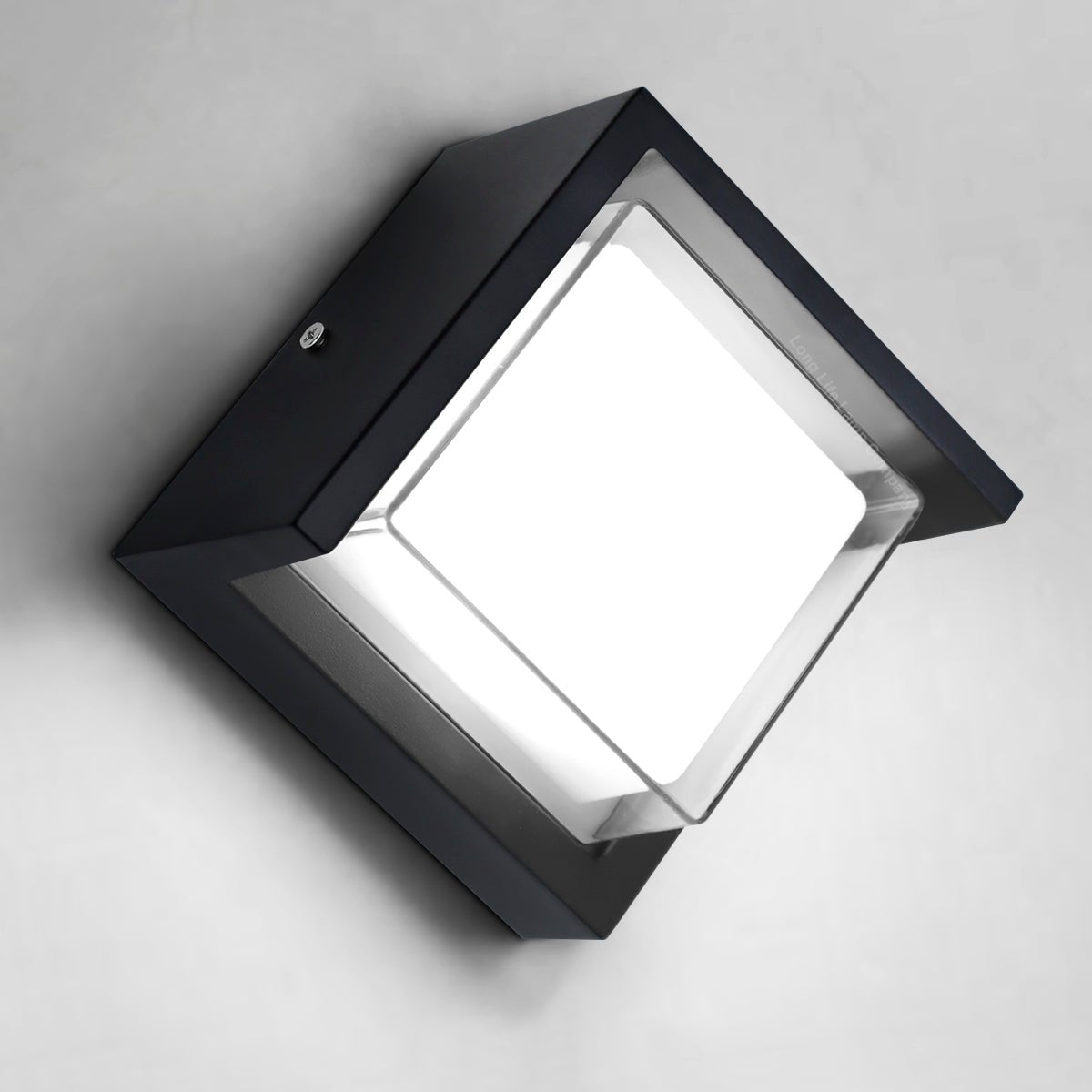 12W Outdoor Modern Square Black LED Wall Light Opal Diffuser 6500K - Energy Light Bulbs - Free delivery on all orders