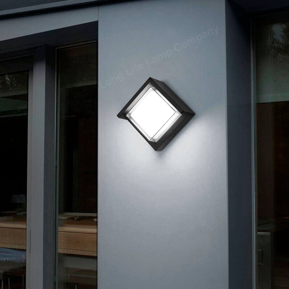 12W Outdoor Modern Square Black LED Wall Light Opal Diffuser 6500K - Energy Light Bulbs - Free delivery on all orders